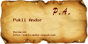 Pukli Andor névjegykártya